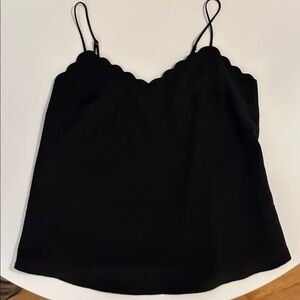 J. Crew Factory Black Scallop-Edge Camisole